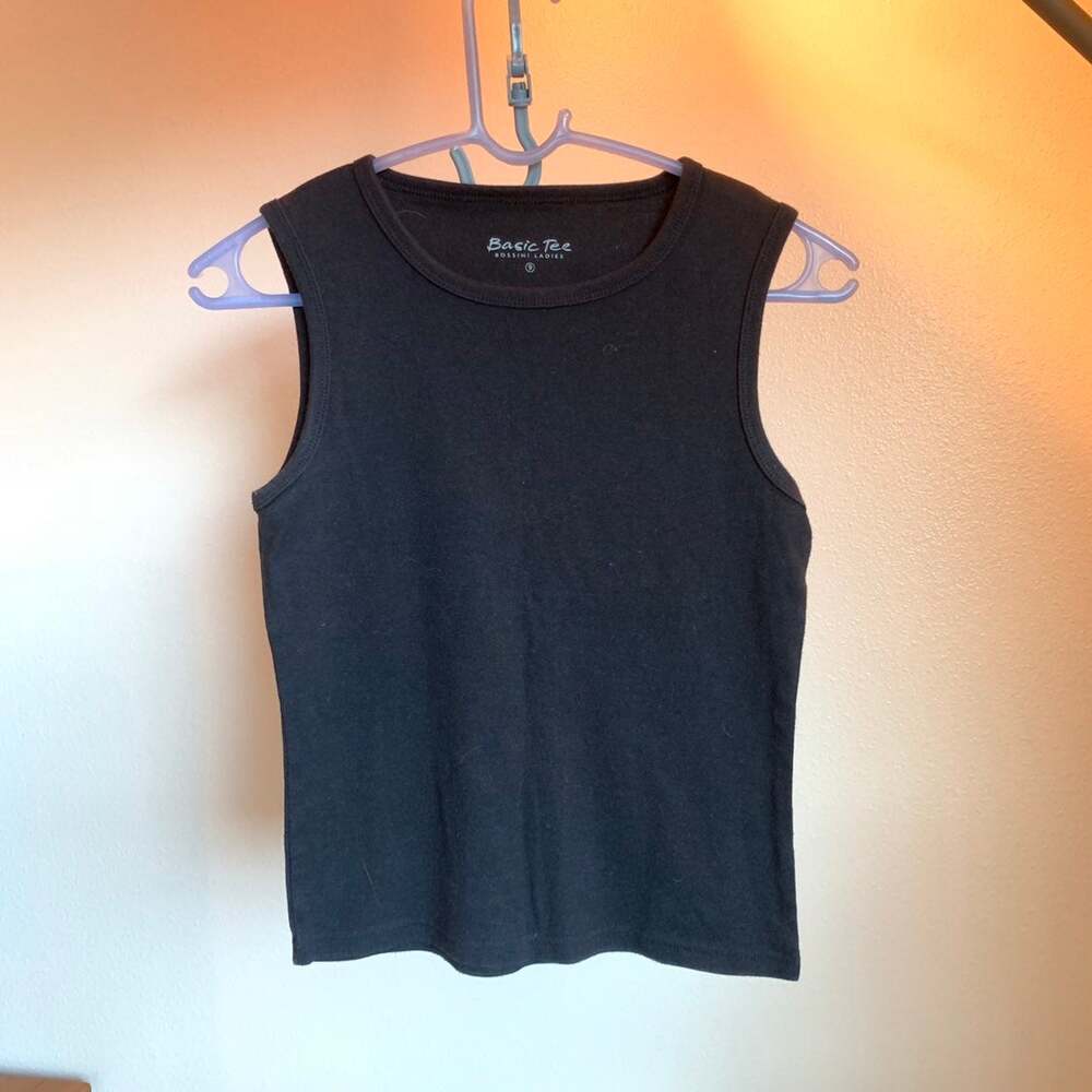 Black Basic Short sleeve crop top tank top